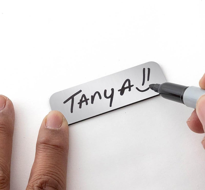 All Quality Name Tag/Badge Blanks - 10 Pack - Brushed Gold 1-1/2" X 3", Round Corners, Pin - Image 3