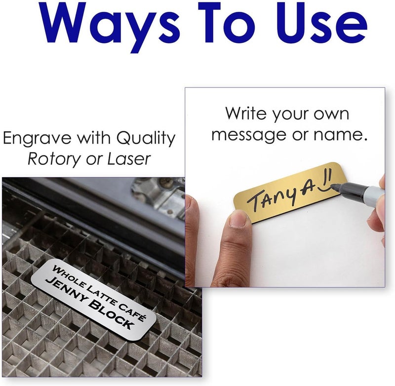 All Quality Name Tag/Badge Blanks - 10 Pack - Brushed Gold 1-1/2" X 3", Round Corners, Pin - Image 4