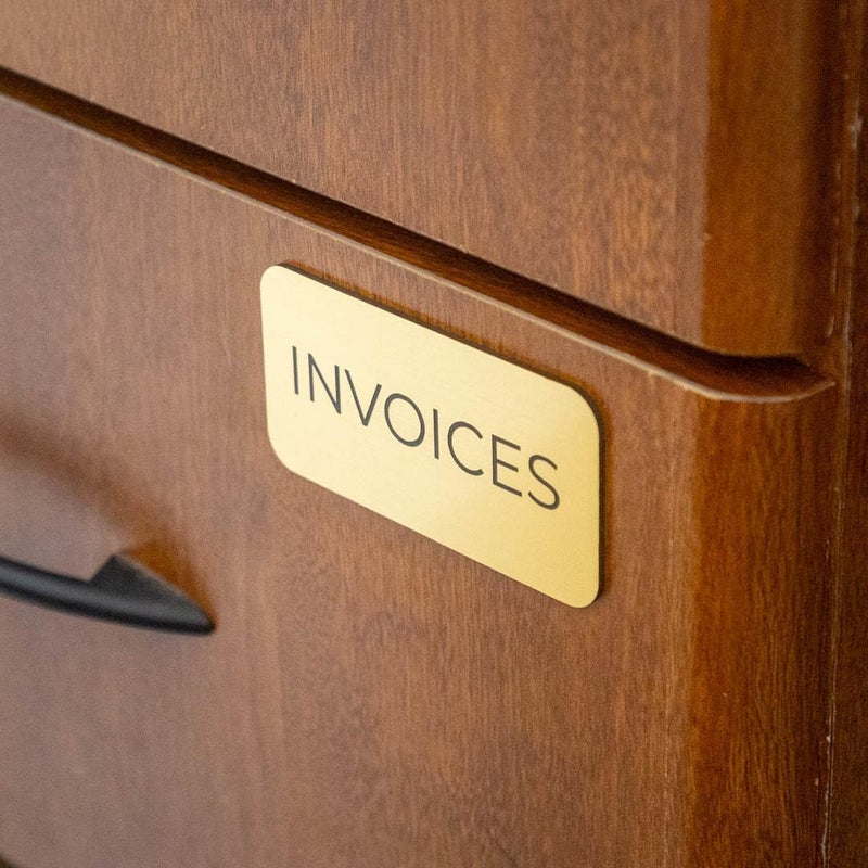 All Quality Name Tag/Badge Blanks - 10 Pack - Brushed Gold 1-1/2" X 3", Round Corners, Pin - Image 2