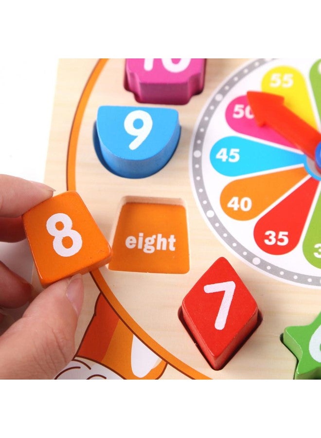 We Happy Wooden Montessori Toy Puzzle Clock – Early Learning Educational Jigsaw Board for Kids, Shape Sorting, Numbers & Colors Recognition, Preschool Educational Toy for Toddlers Boys Girls - Image 2