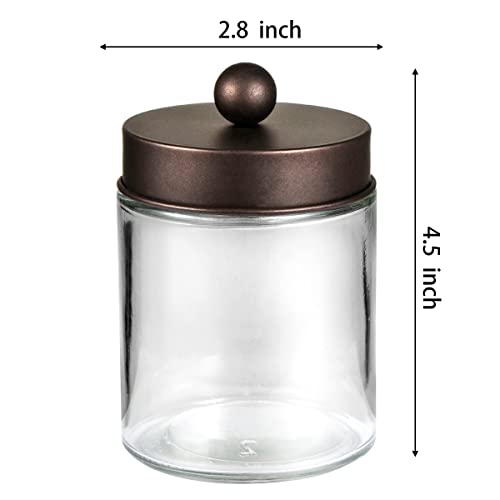 Komashr Apothecary Jar Canisters Bathroom Vanity Organizer - Qtip Holder Storage Organizer Countertop -Stainless Steel Lids &Cute Stickers for Qtips,Cotton Swabs,Makeup Sponges,Floss(3 Pack) (Bronze) - Image 4