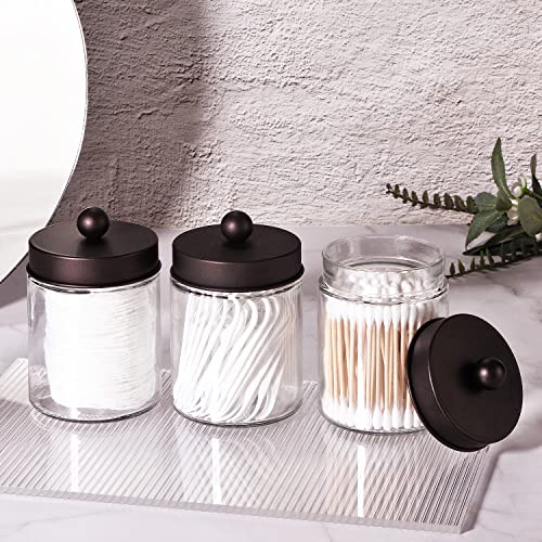 Komashr Apothecary Jar Canisters Bathroom Vanity Organizer - Qtip Holder Storage Organizer Countertop -Stainless Steel Lids &Cute Stickers for Qtips,Cotton Swabs,Makeup Sponges,Floss(3 Pack) (Bronze) - Image 5