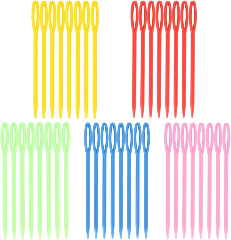 BTYMS 300 Piece Plastic Sewing Needle Set  Big Eye Safety Yarn  Crafting Needles  354 Long  Ideal for Kids Crochet Darning  Handmade Projects  Random Color - Image 1