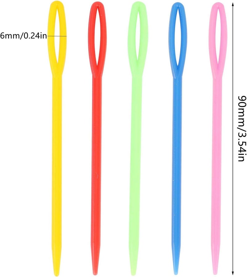 BTYMS 300 Piece Plastic Sewing Needle Set  Big Eye Safety Yarn  Crafting Needles  354 Long  Ideal for Kids Crochet Darning  Handmade Projects  Random Color - Image 2