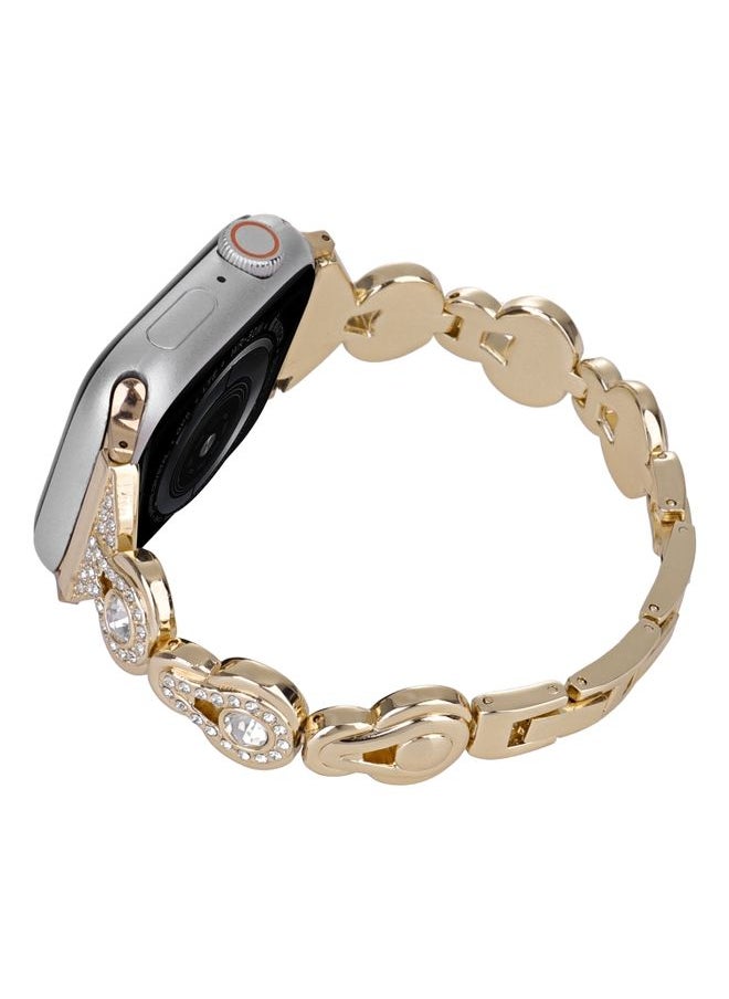 Generic Replacement Strap For Apple Watch Series 4 44mm Gourd Diamond Metal Watch Band Gold 