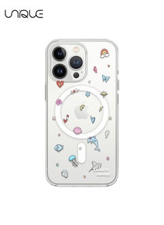 Compatible with iPhone 15 Pro Max Case, Compatible with MagSafe Case, Dolphin Case, Graffiti Pattern Clear Phone Case, TPU Drop Protection - Clear