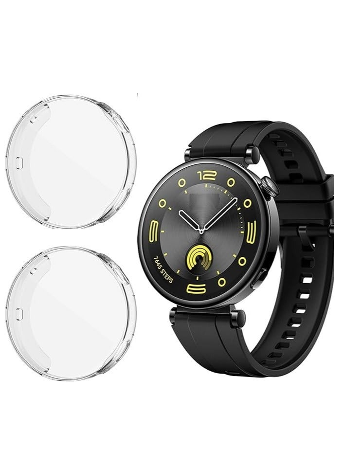 غطاء حماية مكون من قطعتين متوافق مع ساعة هواوي GT4 مقاس 41 مم، غطاء حماية من مادة TPU شفاف