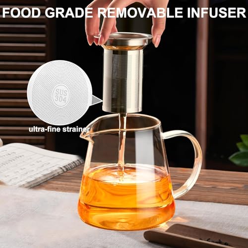 Baalaka Glass Teapot 186oz550ml Tea Pot with Removable Infusers for Loose Tea Borosilicate Glass Tea Kettle Tea Maker Stovetop for Camping Tea Infuser for Loose Leaf Tea Travel - Image 3