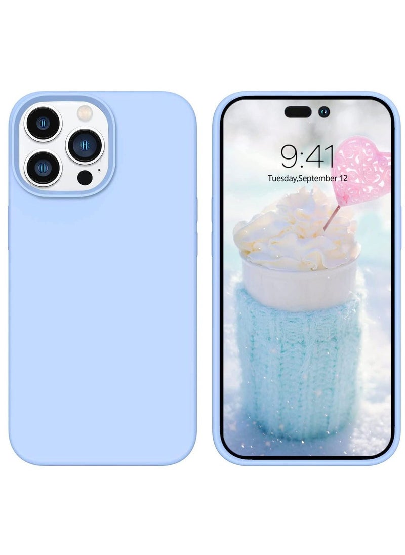 Silicone Case Compatible with iPhone 14 Pro Max Case 6.7, Slim Liquid Silicone 3 Layers Full Covered Soft Gel Rubber Case Protective Cover 6.7 inch (Baby Blue)
