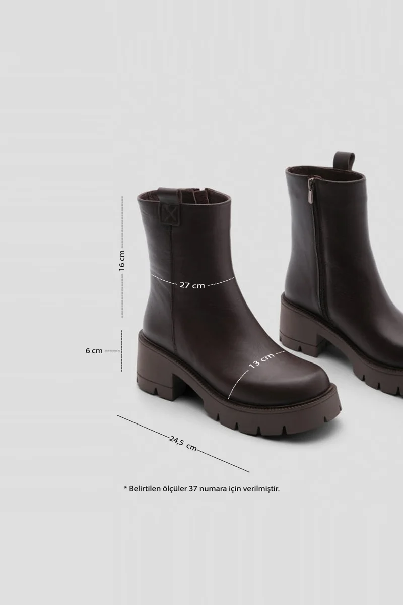 مارجين Women Genuine Leather Casual Boots Thick Skid Sole Fesko