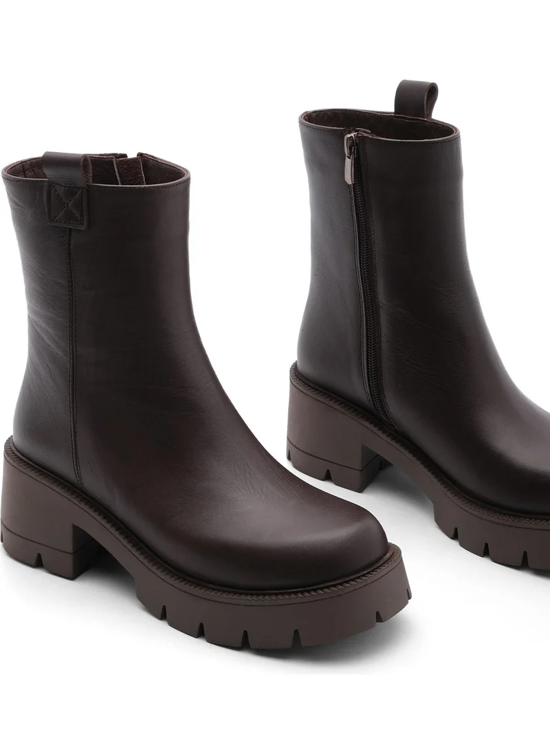 مارجين Women Genuine Leather Casual Boots Thick Skid Sole Fesko