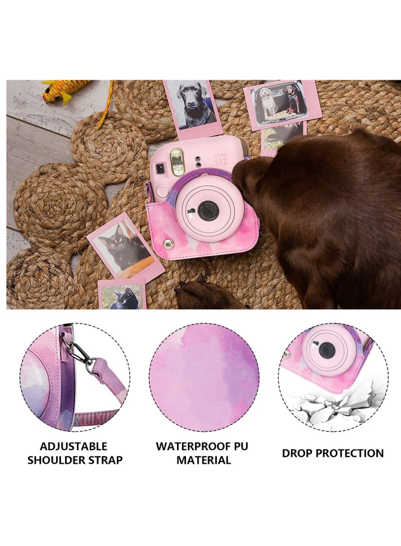 Case for Fujifilm Instax Mini 12 Camera Protective PU Leather Bag Cover with Adjustable Shoulder Strap and Mini Photo Album 64 Pockets  - Image 2