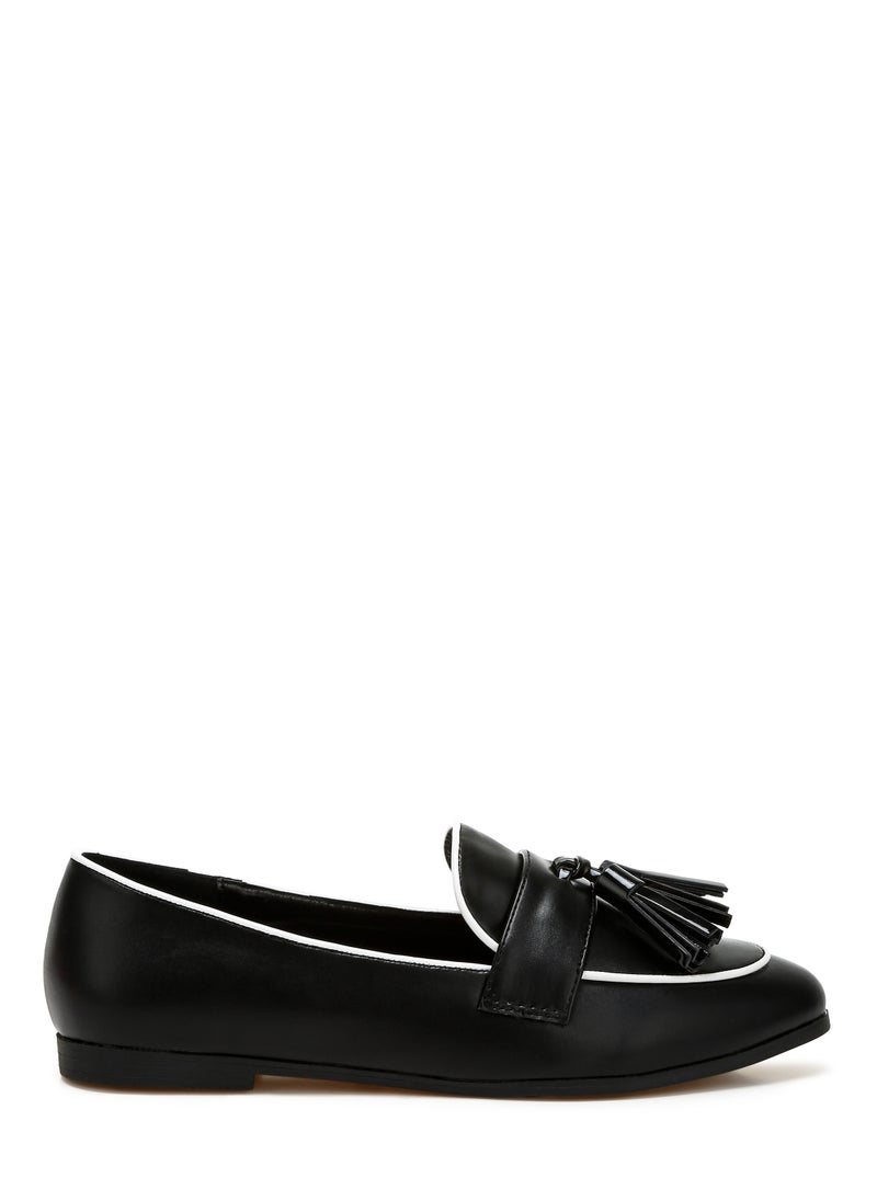 London Rag Dual Tone Tassel Loafers in Black  - Image 1