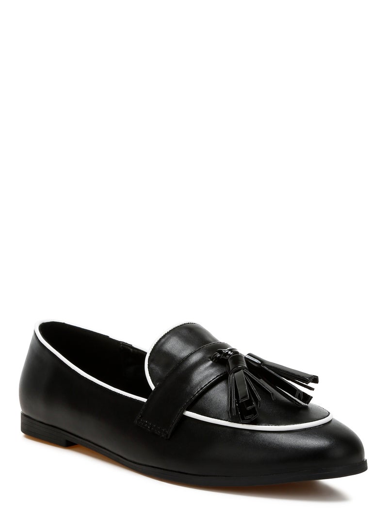 London Rag Dual Tone Tassel Loafers in Black  - Image 2