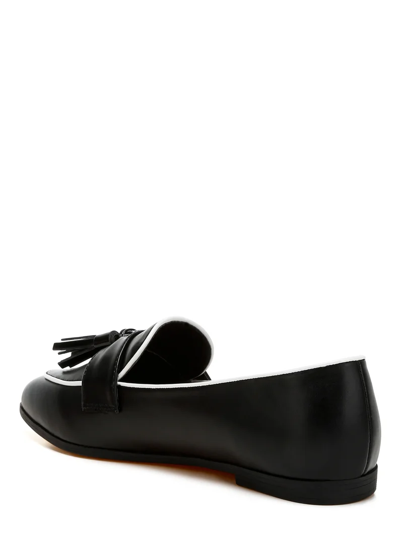 London Rag Dual Tone Tassel Loafers in Black