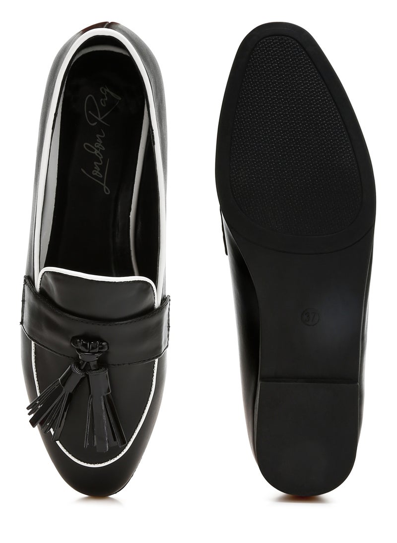 London Rag Dual Tone Tassel Loafers in Black  - Image 4