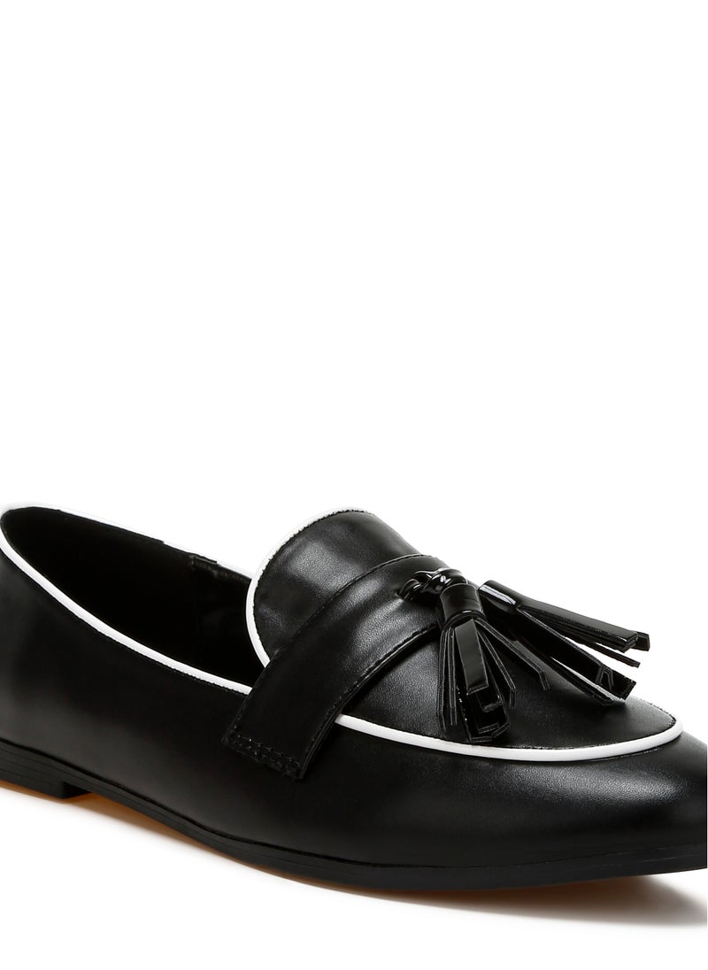 London Rag Dual Tone Tassel Loafers in Black  - Image 5