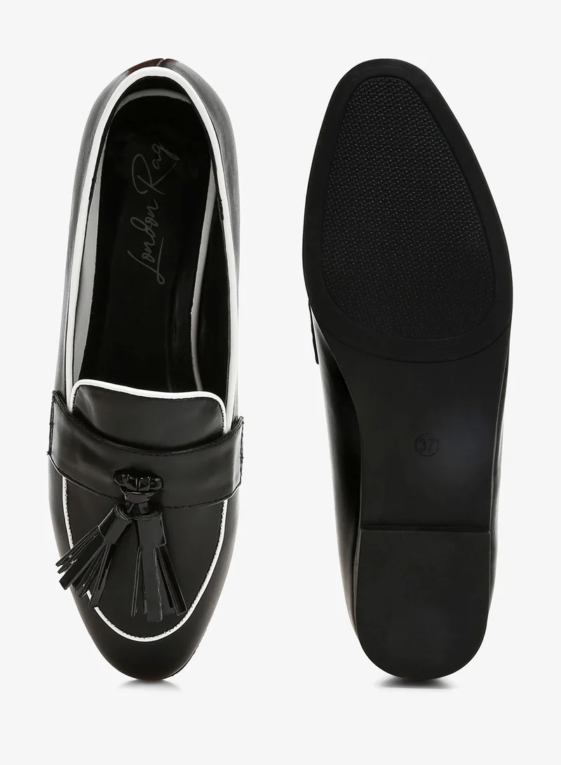 London Rag  Dual Tone Tassel Loafers in Black for Women | Best Price UAE