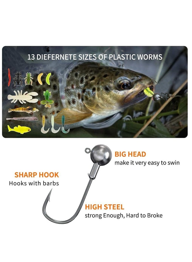 SYOSI Fishing Lures Kit for Freshwater Bait Tackle Kit for Bass Trout Salmon Fishing Accessories Tackle Box Including Spoon Lures Soft Plastic Worms Crankbait Jigs Fishing Hooks - Image 3