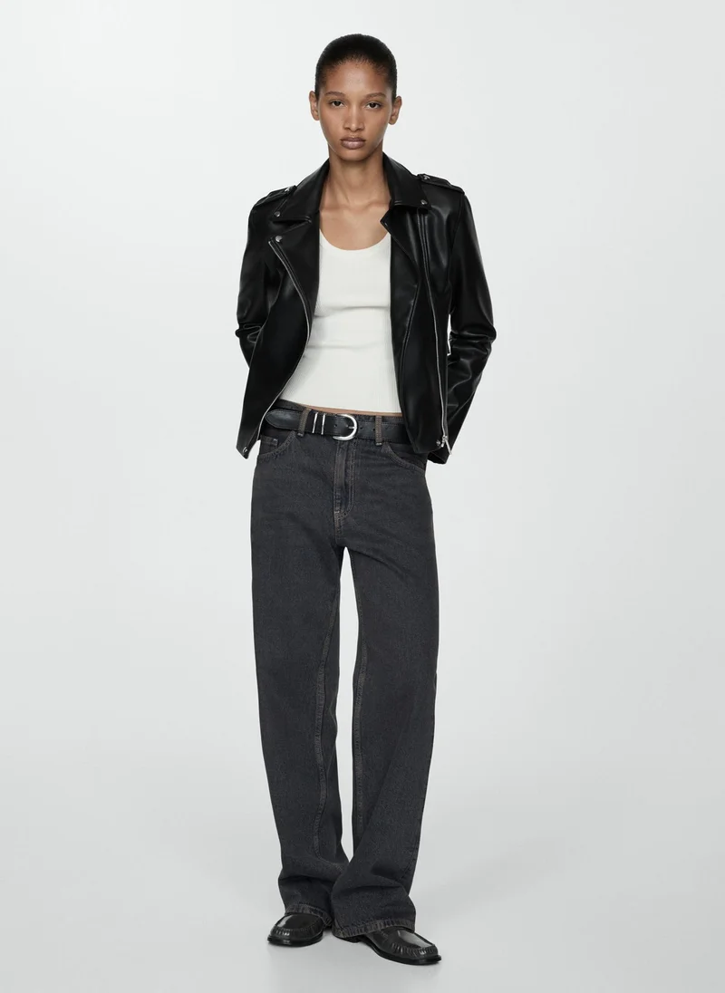 مانجو Faux-Leather  Jacket