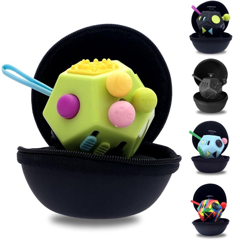 PILPOC theFube Fidget Cube, 6-Sided Stress Relief Infinity Cube for Adults & Kids, Boosts Concentration, Mindfulness Aid, Silent & Audible Modes, Includes Carry Case for Portability (Midnight-Rose) - Image 1