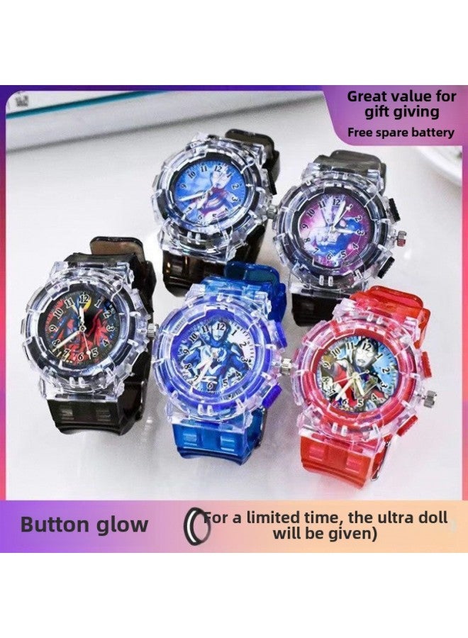 [5826 Collection] Children's Altman Watch Zeta Degas Serotligas Cartoon Watch Luminous Electricity-Color:Tiga Blue (led Flash + Time)-Specification:Watch + Free Battery + Small Gift + Luminous Bracelet  - Image 2