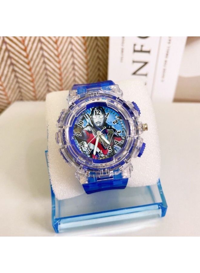 [5826 Collection] Children's Altman Watch Zeta Degas Serotligas Cartoon Watch Luminous Electricity-Color:Tiga Blue (led Flash + Time)-Specification:Watch + Free Battery + Small Gift + Luminous Bracelet  - Image 3