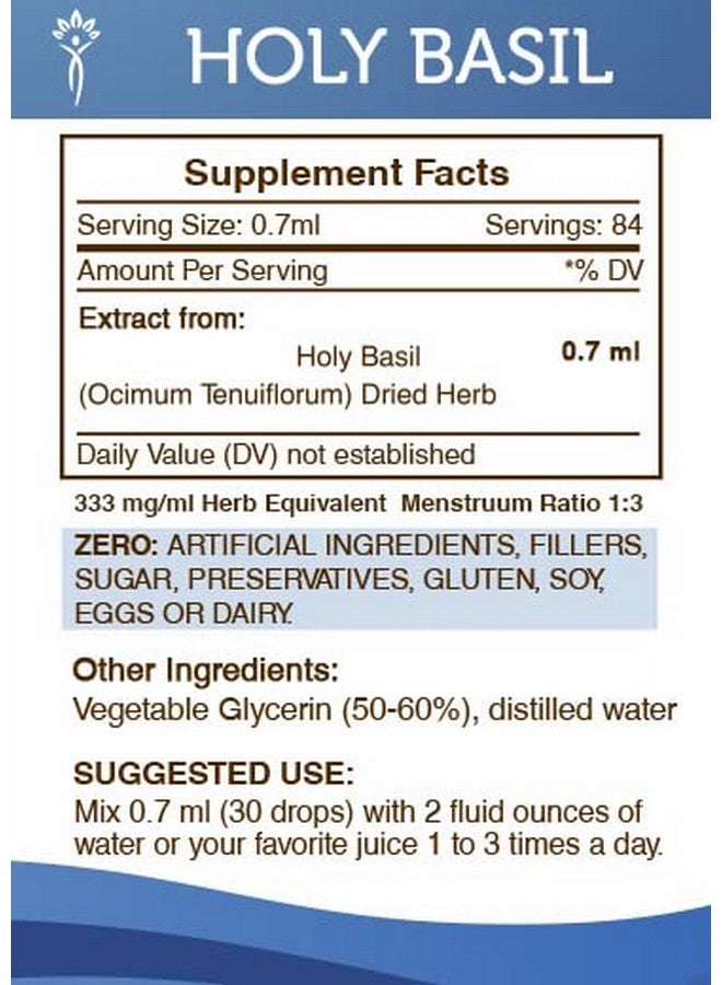 Secrets of the Tribe Secrets of the Tribe Holy Basil Tincture Alcohol-Free Extract, Holy Basil (Ocimum Tenuiflorum) Dried Herb Tincture Supplement (2 FL OZ) - Image 4