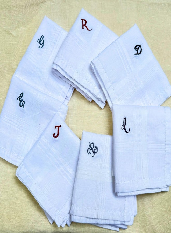 Hell Blues HB Initial Monogrammed Handkerchief for Men, 3 Piece Hand guided Embroidered Pure Cotton King size White Hanky Gift set (M) - Image 3