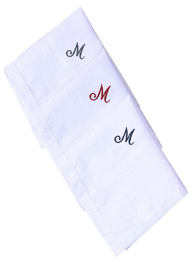 Hell Blues HB Initial Monogrammed Handkerchief for Men, 3 Piece Hand guided Embroidered Pure Cotton King size White Hanky Gift set (M) - Image 1