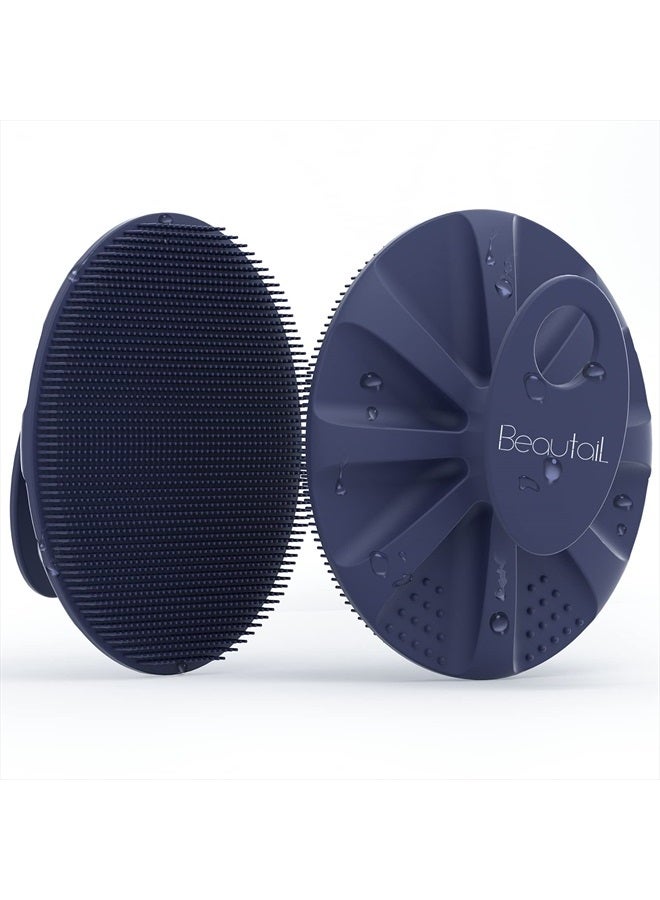 BEAUTAIL فرشاة استحمام سيليكون للجسم - فرشاة غسيل لطيفة للتقشير والتنظيف لذوي البشرة الحساسة، سهلة التنظيف، رغوة جيدة، أكثر صحية، عبوة واحدة، زرقاء - Image 1