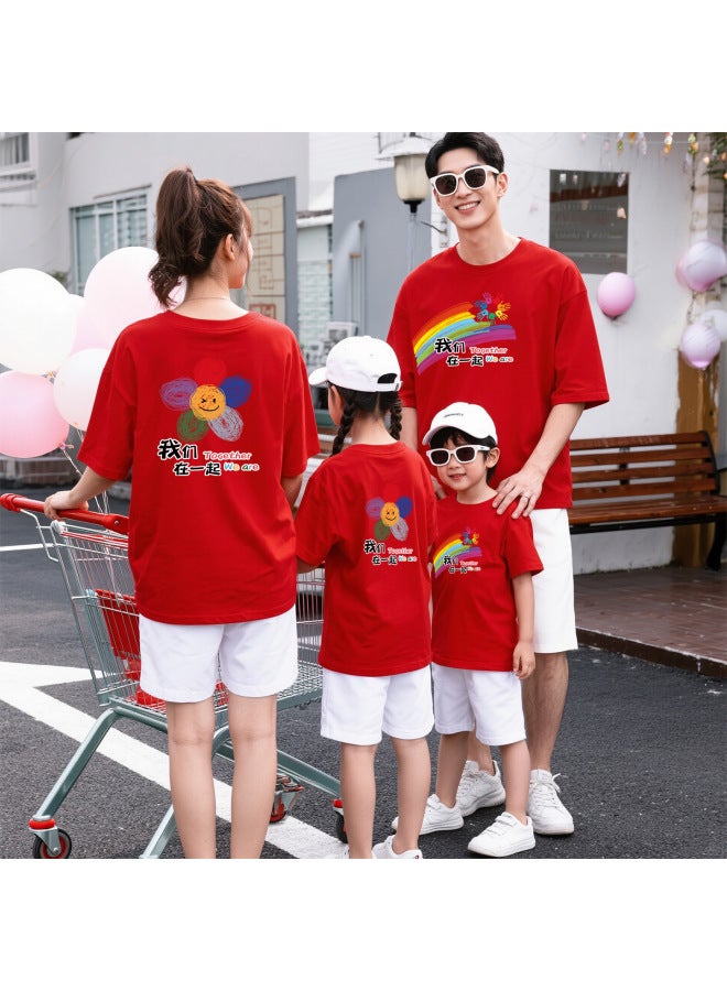 We Are Together Parent-child Activity Class Uniforms Summer Cotton Short-sleeve Tops Kindergarten Children's Group Performance Outfits