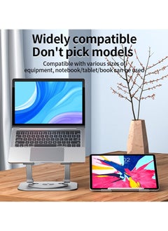 mc Laptop Stand Aluminum Computer Lifter Folding Portable 360 Degree Swivel Rotatable Adjustable Desktop Stand Compatible with 10 to 15.6 Inch Laptop Tablet  - Image 4