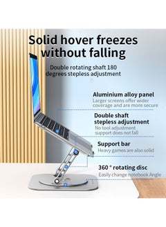 mc Laptop Stand Aluminum Computer Lifter Folding Portable 360 Degree Swivel Rotatable Adjustable Desktop Stand Compatible with 10 to 15.6 Inch Laptop Tablet  - Image 2