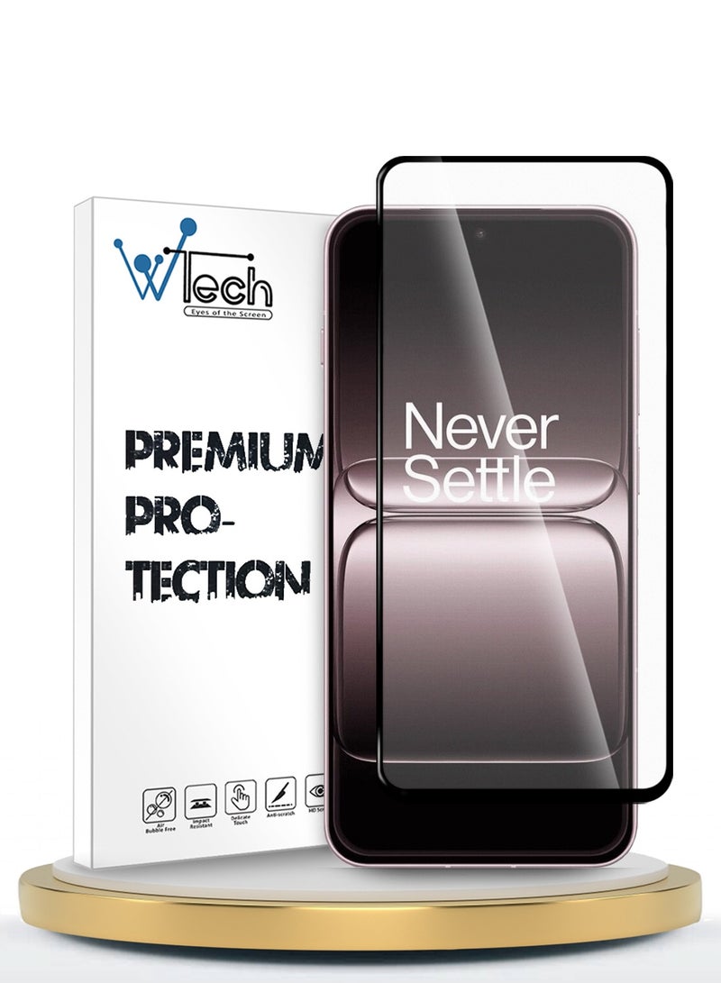 Wtech OnePlus 13T 5G 2025 Premium E2E Series Full Glue Full Cover Tempered Glass Screen Protector (MSGECN) - Clear/Black - Image 1