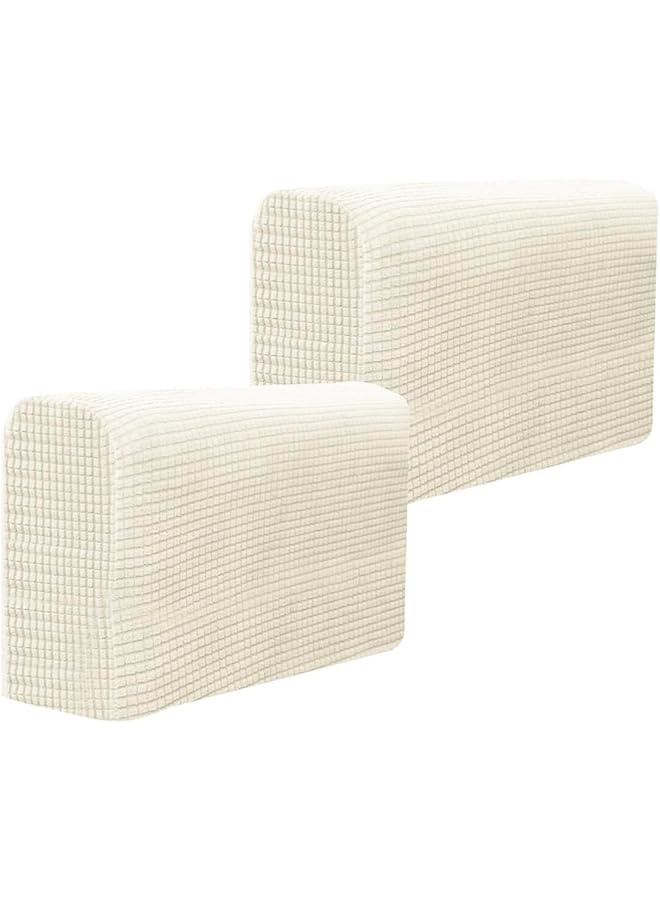 The Bros 2 PCS Sofa Arm Protector Set Universal Elastic Sofa Arm Cover Armchair Cover Protector Elastic Home Office Recliner Sofa Loveseat Protective Fabric (Beige) - Image 1