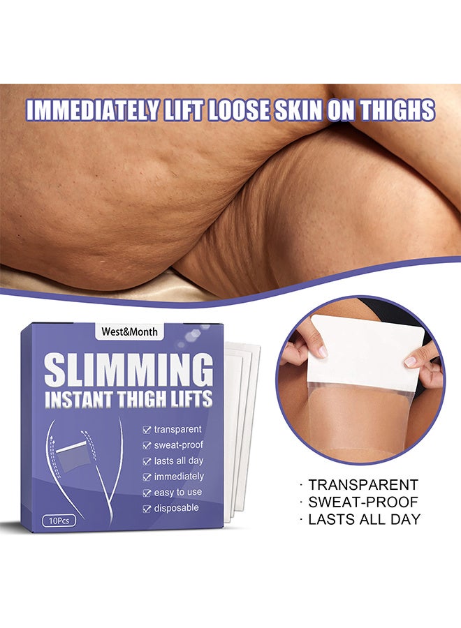 West&Month 10Pcs Thigh Lift Tape, Transparent lifting Adhesive Bandage Patch, for Leg Body Sagging Skin Fat Anti Chafing Ultra Thin Inner Paste Waterproof Pad - Image 2