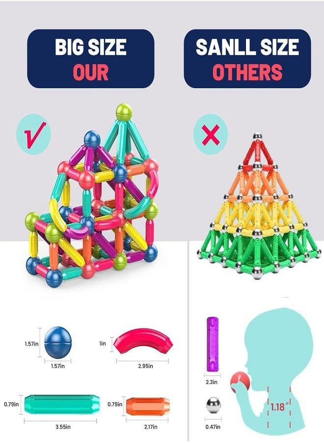 Rob Cube Magnetic Balls and Rods Building Blocks Set, 3D Magnetic Building Blocks for Kids - 64 Pieces Building Rods for STEM for Boys and Girls Ages 3 and Up  - Image 3
