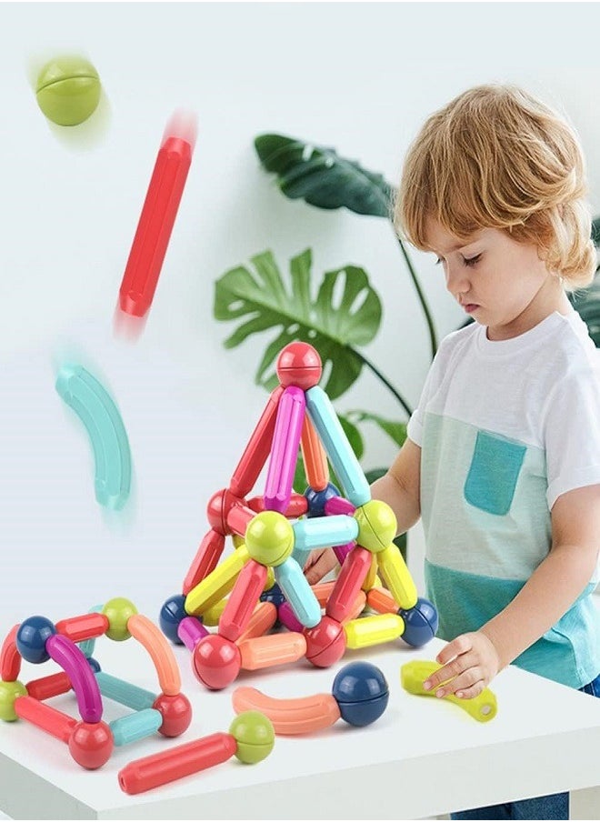 Rob Cube Magnetic Balls and Rods Building Blocks Set, 3D Magnetic Building Blocks for Kids - 64 Pieces Building Rods for STEM for Boys and Girls Ages 3 and Up  - Image 4
