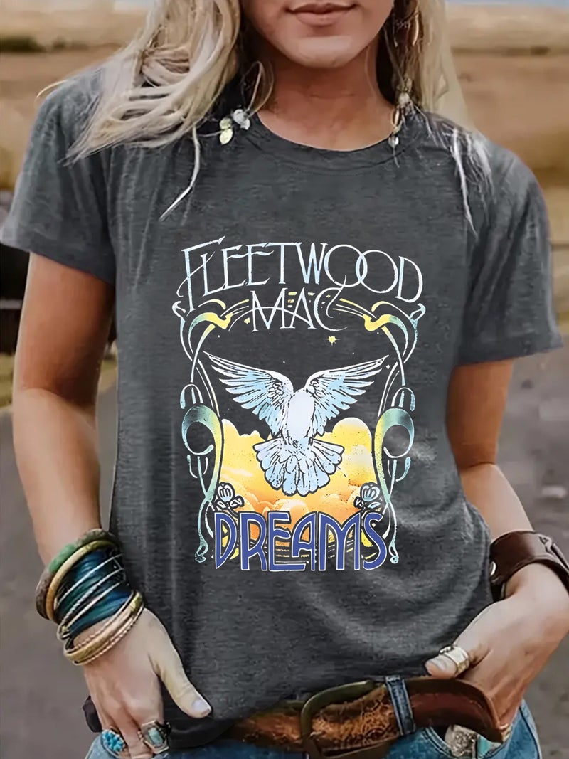 Summer Women'S Pigeon Pattern Round Neck Short Sleeve Leisure Fashion Explosion T-Shirt E-Commerce - Image 1