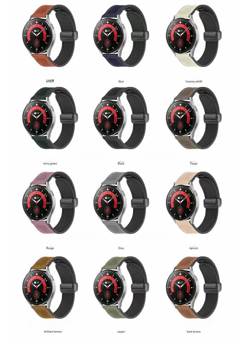 سوار ساعة جلدي بمقاس 22 ملم من TDZDDYS بتصميم مشبك مغناطيسي متوافق مع ساعات Huawei GT3 وGT4 مقاس 46 ملم وGT3 Pro وWatch 3 وGT2e وGT2 Pro وGT2 مقاس 42 و46 ملم بالإضافة إلى Samsung Galaxy Watch 3 مقاس 45 ملم وGear S3 باللون الوردي - Image 2