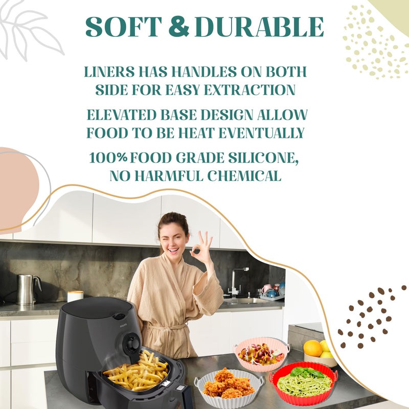 SAMNATE 4pcs Air Fryer Liners reusable - silicone air fryer liners, Air Fryer Accessories, Air Fryer Silicone Liners - reusable airfryer liners - air fryer pans - airfryer liners silicone - Image 4