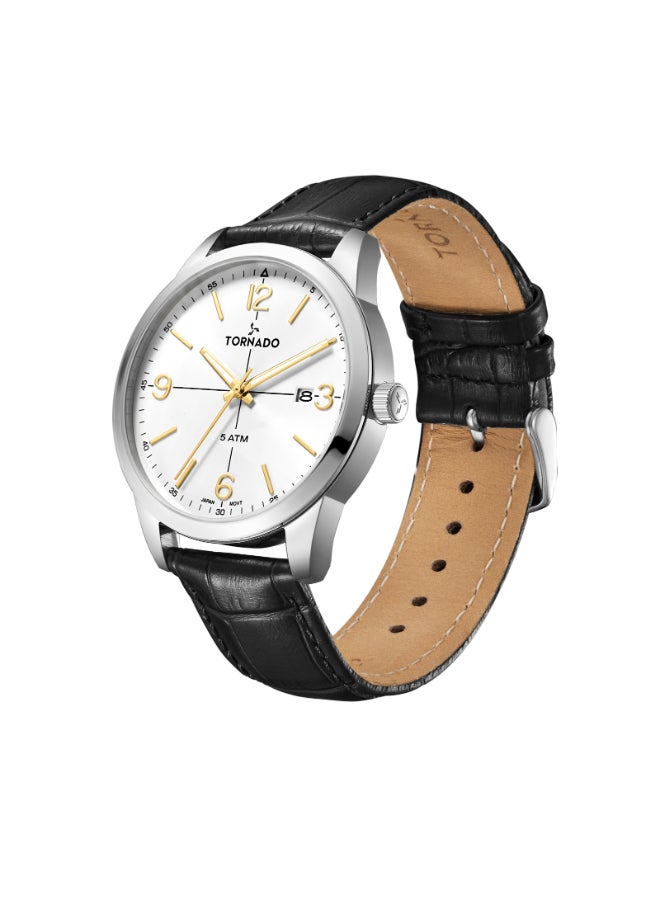 TORNADO Men's Leather Analog Watch T24007-SLBW - 42.5 mm - Image 2