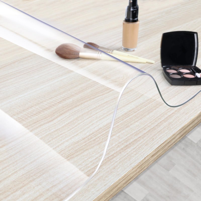 TOHONFOO Makeup Mat for Vanity Top 23.6 x 11.8 in, PVC Desk Mat - Easy to Clean, Waterproof & Oilproof Vanity Accessories - Clear - Image 4