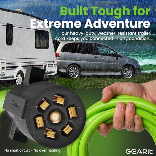 GEARit 7-Way Trailer Extension Cord (1 Foot) 7-Pin Trailer Plug Inline Cord Wire Harness Cable Double Prongs Connector for Gooseneck Hitch, Truck, Camper, RV - 1ft feet - Image 3