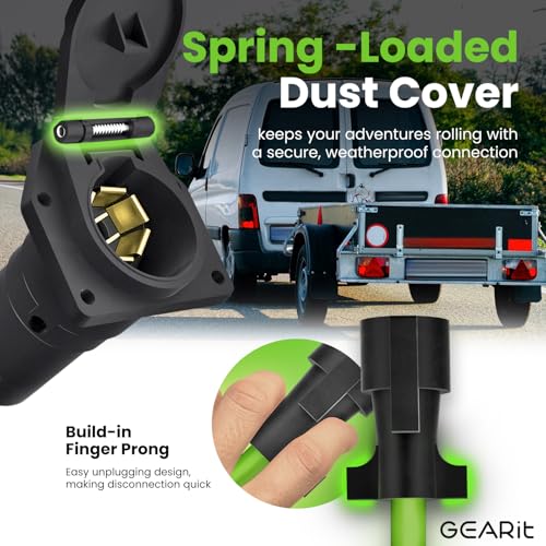 GEARit 7-Way Trailer Extension Cord (1 Foot) 7-Pin Trailer Plug Inline Cord Wire Harness Cable Double Prongs Connector for Gooseneck Hitch, Truck, Camper, RV - 1ft feet - Image 5