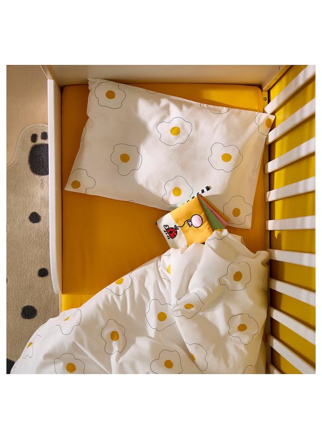 erorex 3-piece bedlinen set for cot, flower white/yellow, 60x120 cm - Image 5