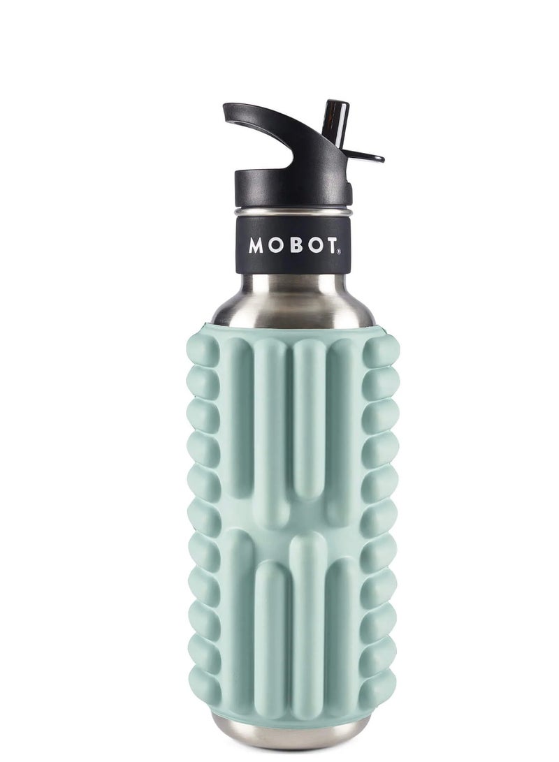 MOBOT Portable Travel Foam Roller Water Bottle with Sip Straw, Stainless Steel Screw Lid | Insulated Sports Water Bottle and Foam Rollers for Yoga, Workout, Home Gym, & Exercise 798.4ml. (Sky Blue) - Image 1