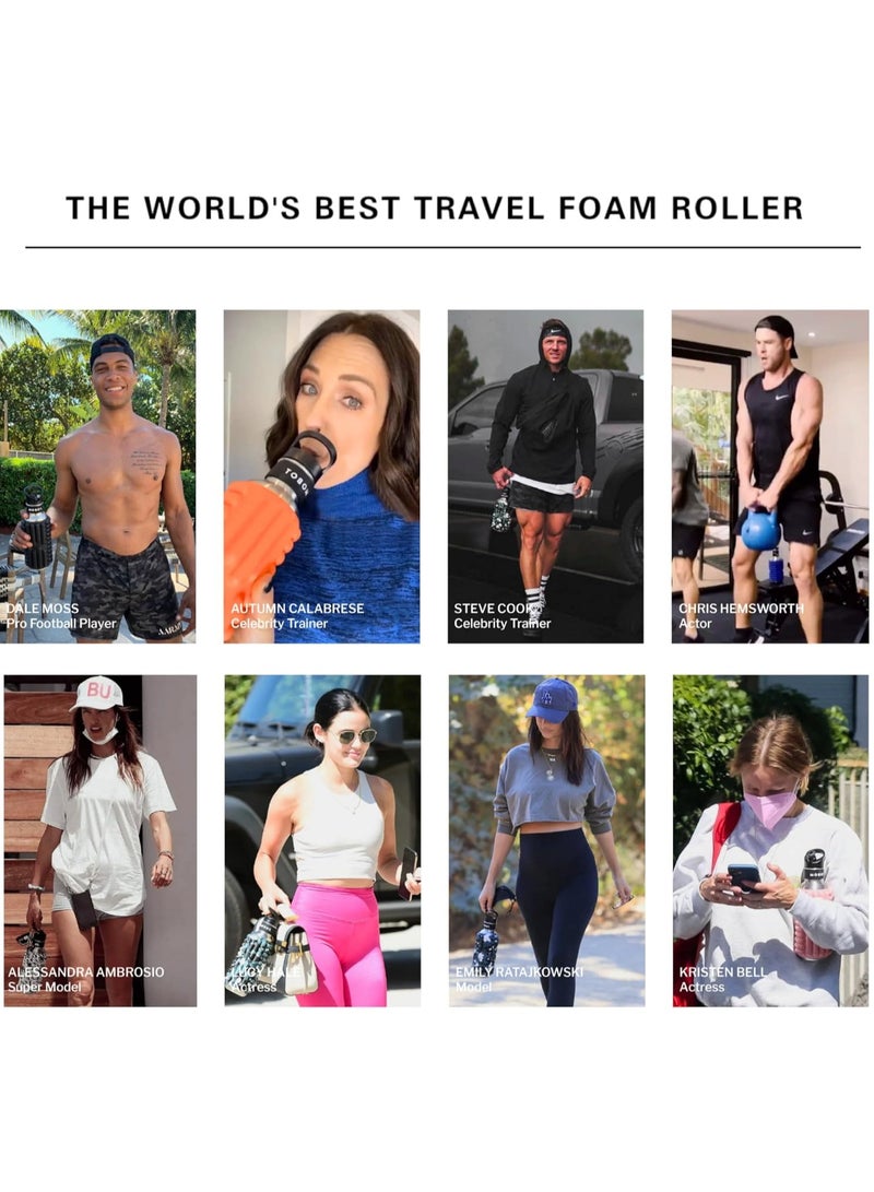 MOBOT Portable Travel Foam Roller Water Bottle with Sip Straw, Stainless Steel Screw Lid | Insulated Sports Water Bottle and Foam Rollers for Yoga, Workout, Home Gym, & Exercise 798.4ml. (Sky Blue) - Image 3