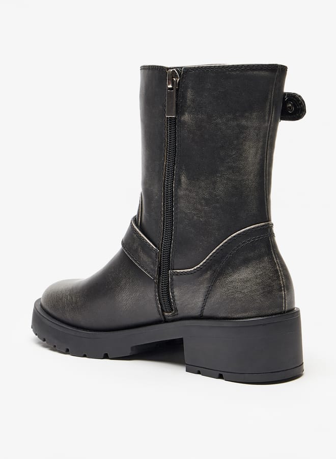 Lee Cooper Womens Buckled Strap Accent Boots with Zip Closure and Block Heels - Image 2